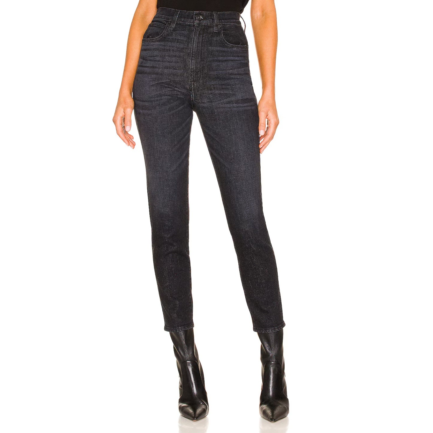 Slvrlake Beatnik Ankle Jeans Underground Wash Faded Black Denim High Rise 25
